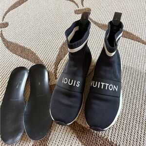 Louis Vuitton Black and White Sock-Style Sneakers